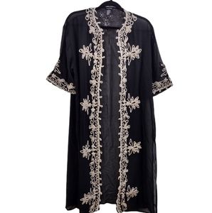 Elegant Black Embroidered Women's sheer jacket